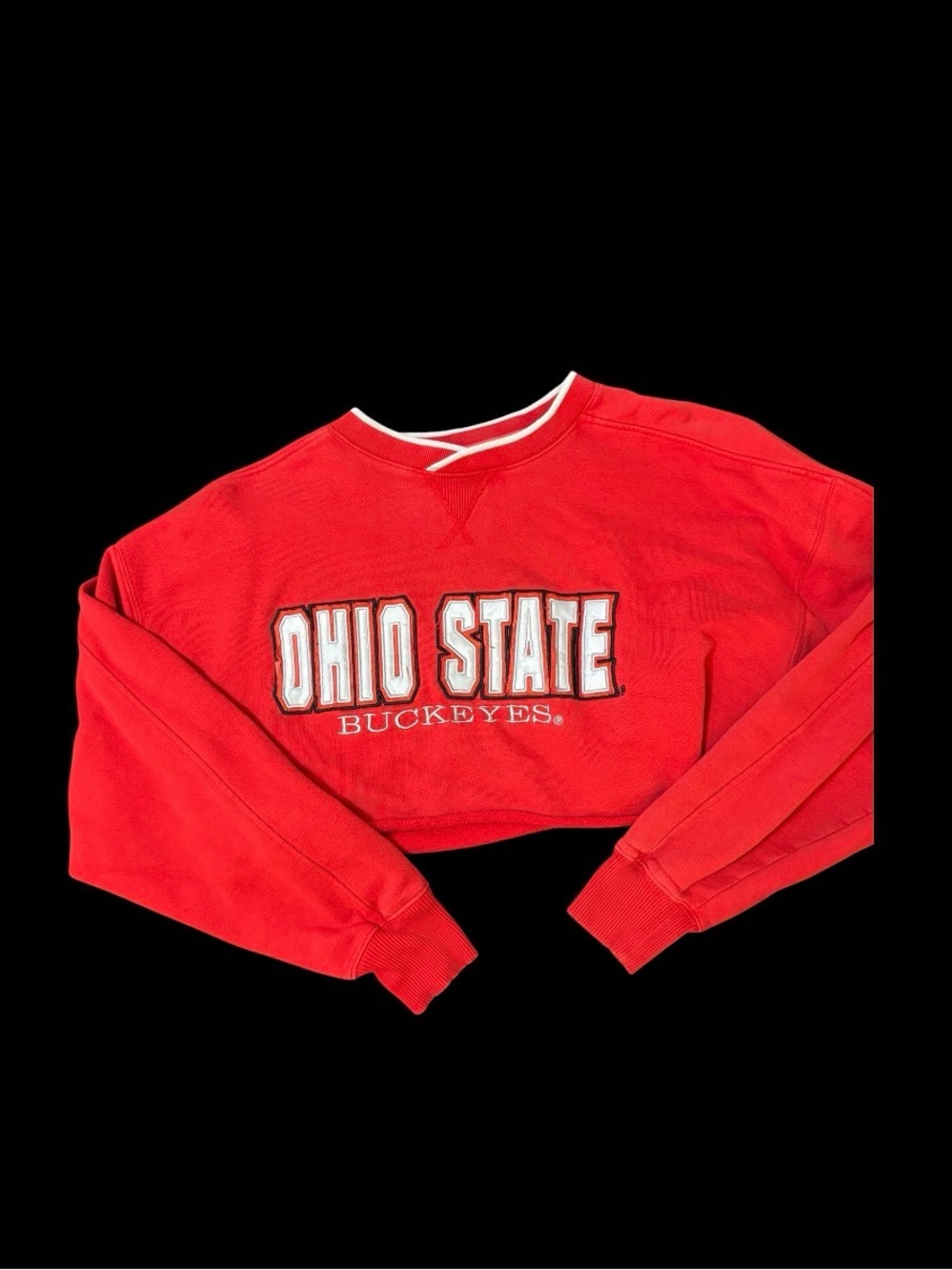 Cato Red Ohio State Buckeyes Cropped Sweatshirt with White Trim